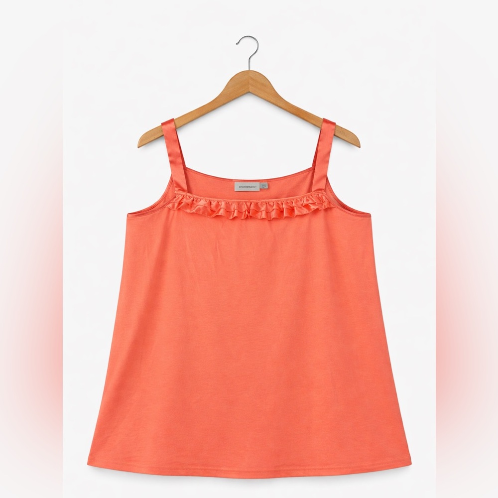 Avenue Coral Ruffle Trim Tank Top Size 18/20 Plus Size Sleeveless Blouse